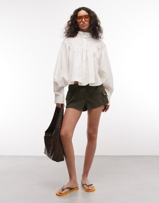 ASOS DESIGN surchemise courte à volume zippée en blanc, 2 de 4