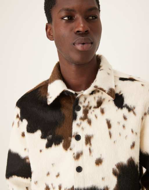 ASOS DESIGN - Surchemise de qualité supérieure en tissu brossé texturé à motif vache, 5 de 5
