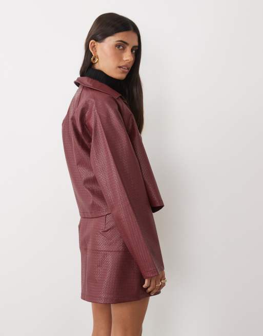 ASOS DESIGN surchemise effet cuir tressé bordeaux, 3 de 4