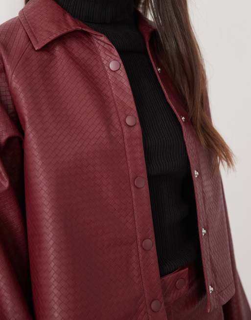 ASOS DESIGN surchemise effet cuir tressé bordeaux, 4 de 4