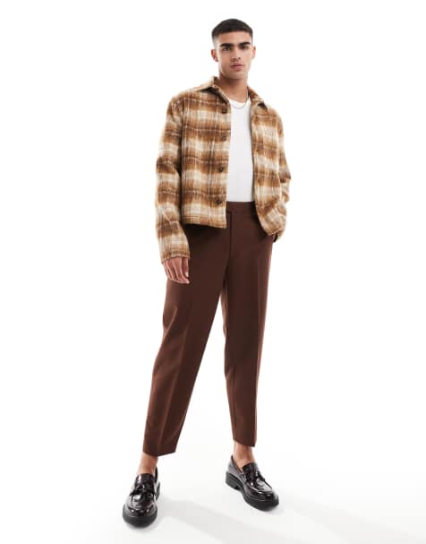 ASOS DESIGN - Surchemise en aspect laine à carreaux - Marron - view 1