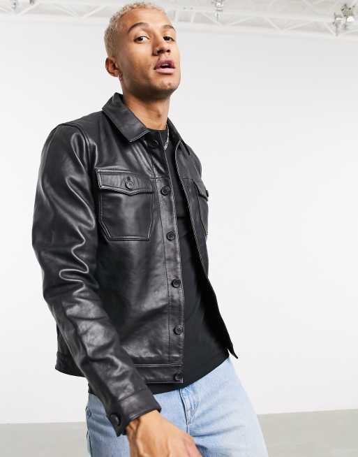 ASOS DESIGN Surchemise en cuir Noir