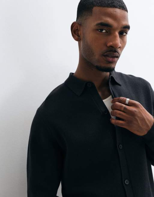 ASOS DESIGN surchemise en maille compacte coupe relaxed noire, 2 de 5