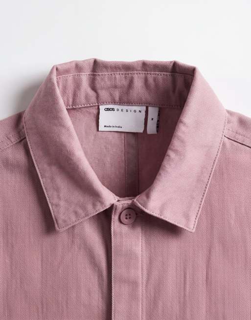 ASOS DESIGN surchemise en sergé de coton avec badge rose poudré, 8 de 9