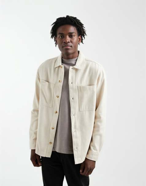 ASOS DESIGN - Surchemise en sergé de coton épais - Crème - view 1