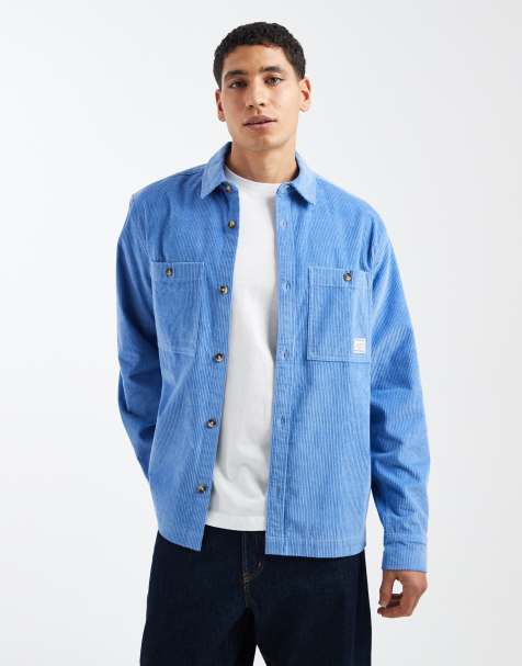 ASOS DESIGN - Surchemise en velours côtelé avec écusson - Bleu - view 1