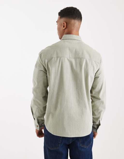 ASOS DESIGN - Surchemise en velours côtelé avec écusson style workwear - Vert sauge, 3 de 5