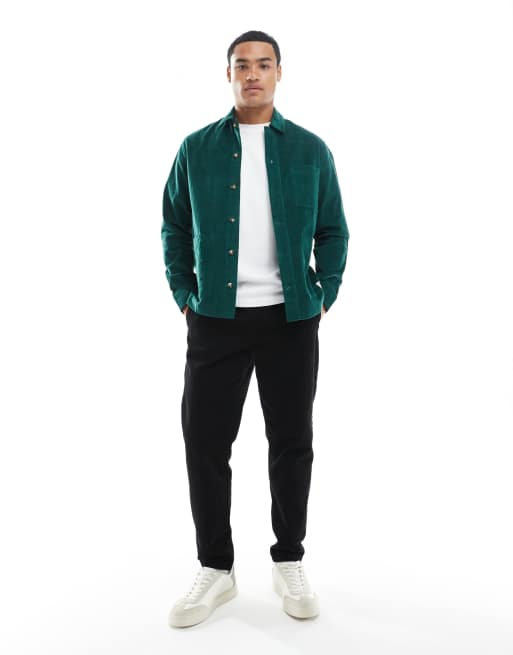 ASOS DESIGN - Surchemise en velours côtelé avec écusson - Vert foncé, 2 de 5