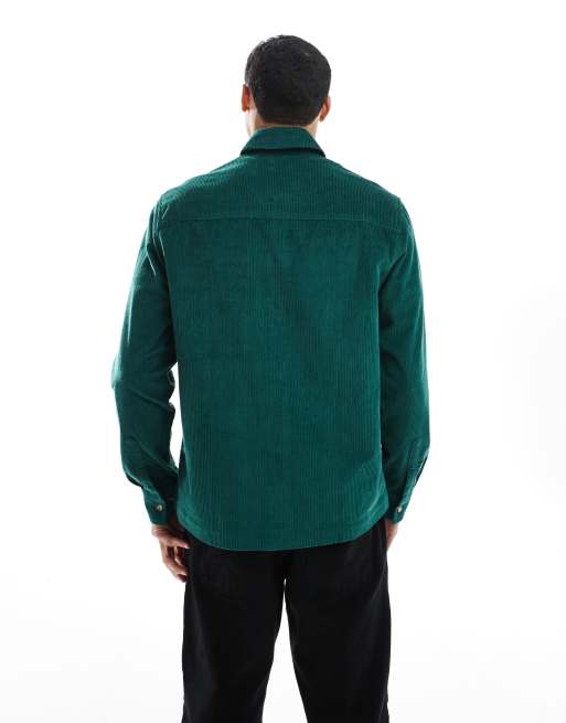 ASOS DESIGN - Surchemise en velours côtelé avec écusson - Vert foncé, 3 de 5