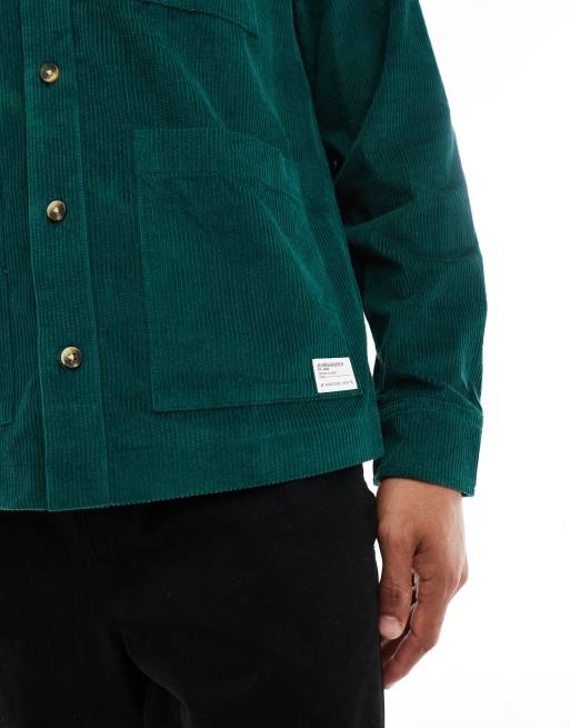ASOS DESIGN - Surchemise en velours côtelé avec écusson - Vert foncé, 5 de 5