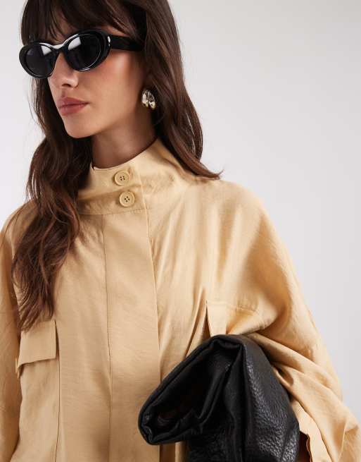 ASOS DESIGN - Surchemise fonctionnelle en modal mélangé à col cheminée - Beige, 2 de 4