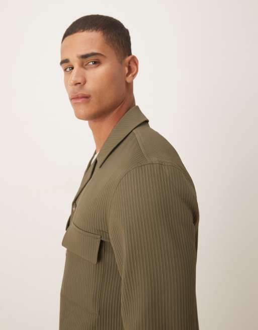 ASOS DESIGN - Surchemise habillée d'ensemble en tissu côtelé - Kaki, 4 de 5
