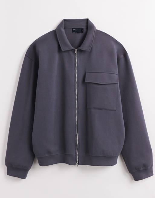 ASOS DESIGN - Surchemise oversize à fermeture éclair en jersey épais 400 g/m<sup>2</sup> de qualité supérieure - Anthracite, 5 de 5