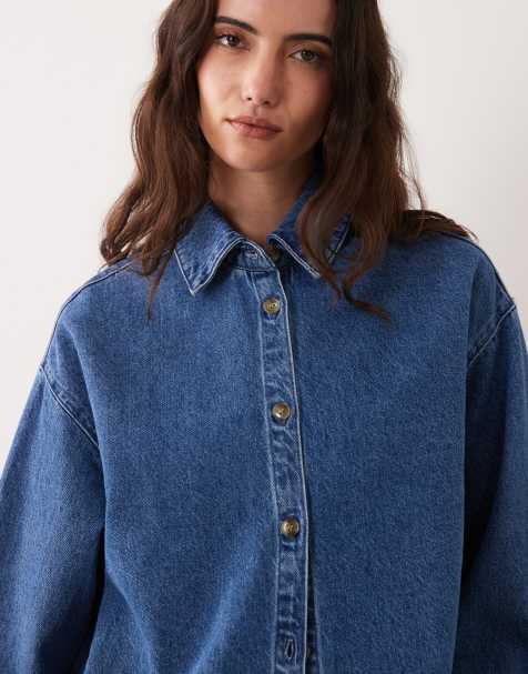 ASOS DESIGN surchemise oversize en jean bleu moyen - view 1