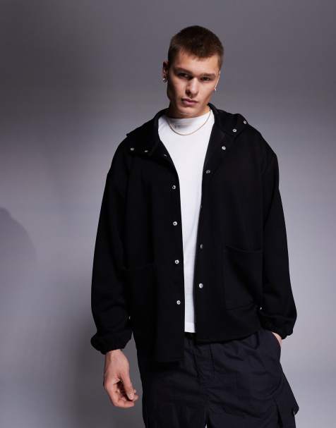 ASOS DESIGN - Surchemise oversize en néoprène à capuche - Noir - view 1