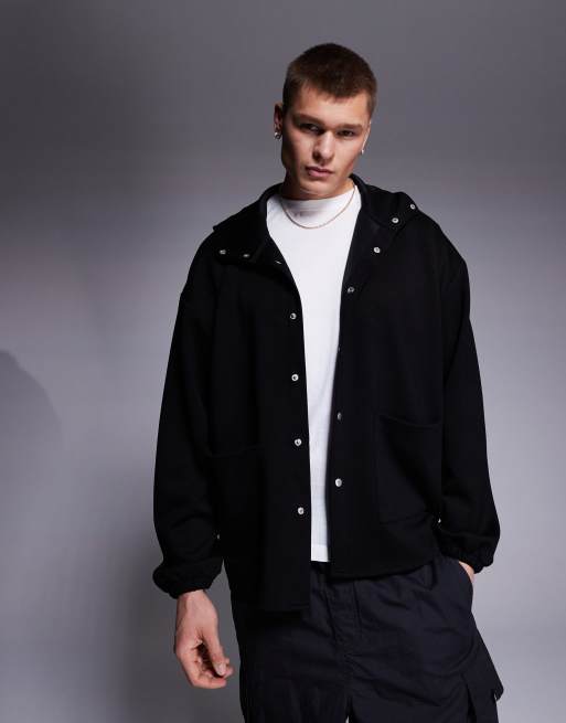 ASOS DESIGN - Surchemise oversize en néoprène à capuche - Noir