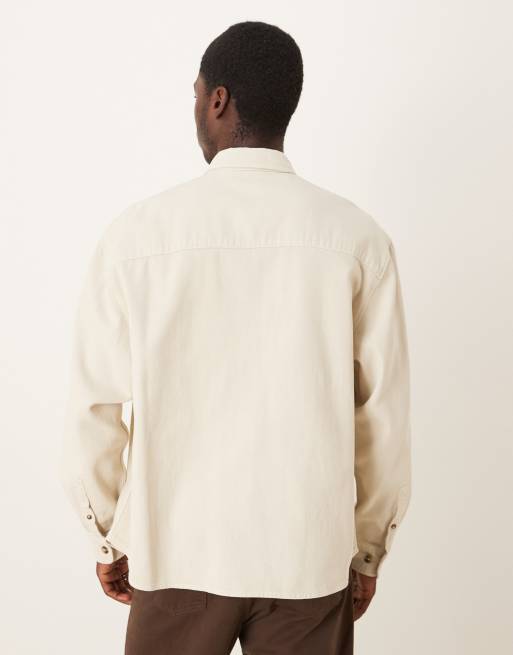 ASOS DESIGN - Surchemise oversize en sergé - Taupe, 3 de 5