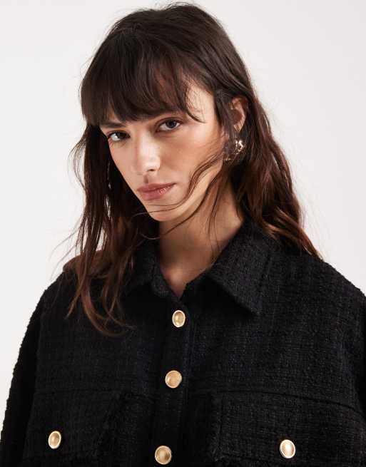 ASOS DESIGN - Surchemise oversize en tissu bouclé - Noir, 4 de 4