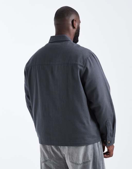 ASOS DESIGN - Surchemise zippée en sergé de coton épais - Noir délavé, 3 de 5