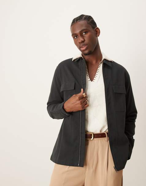 ASOS DESIGN - Surchemise zippée en sergé - Noir - view 1