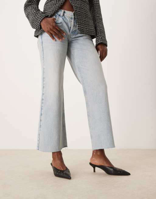 ASOS DESIGN Surprise eyelet detail kitten heeled mules in black