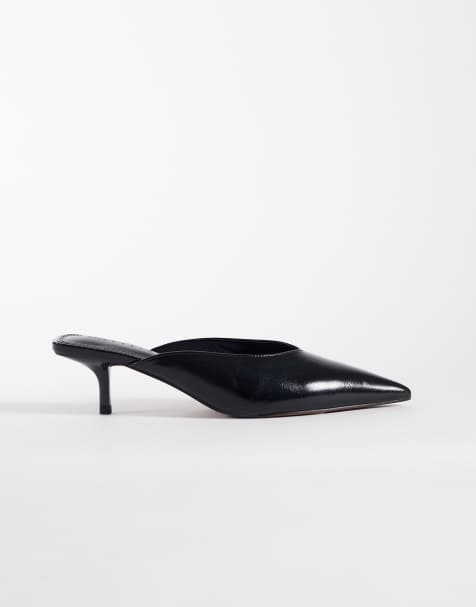 ASOS DESIGN – Surprise – Spitze Mules in Schwarz mit Kitten-Heel-Absatz - view 1