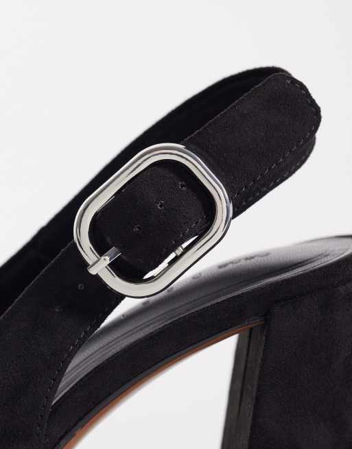 ASOS DESIGN - Surrey - Chaussures à talon mi-haut et bride arrière en suédine - Noir, 4 de 4