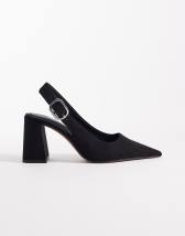 Sandales Compensées Stradivarius - Taille 38 - Cuir Daim Noir - Occasion