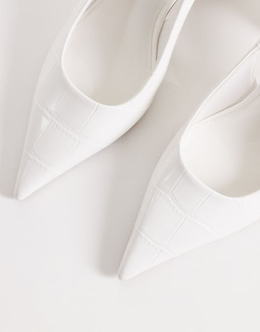 ASOS DESIGN - Surrey - Hvide slingback-sko med mellemhøj blokhæl og krokodillemønster, 2 af 4