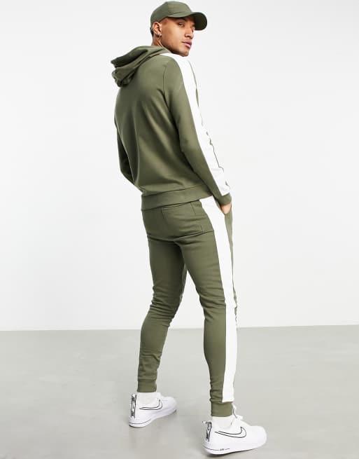 ASOS DESIGN - Survêtement à bandes latérales avec sweat à capuche - Kaki, 2 de 4