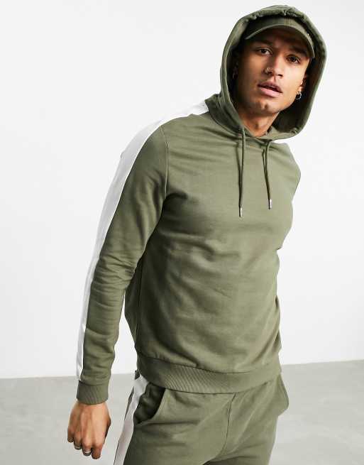 ASOS DESIGN - Survêtement à bandes latérales avec sweat à capuche - Kaki, 3 de 4