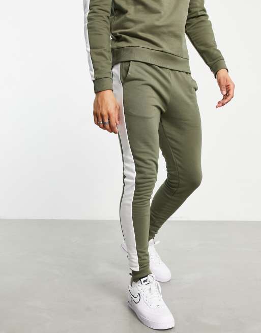 ASOS DESIGN - Survêtement à bandes latérales avec sweat à capuche - Kaki, 4 de 4