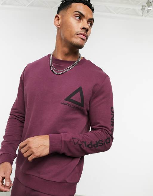 Survêtement oversize avec sweat à capuche et jogger large - bordeaux ASOS  pour homme en coloris Rouge