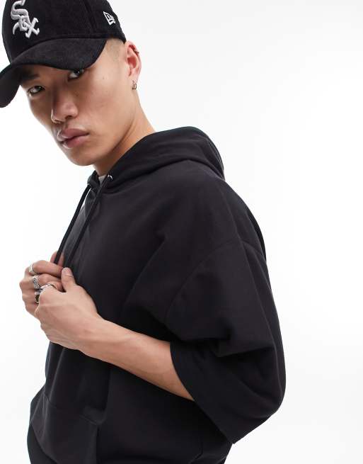 ASOS DESIGN - Survêtement avec sweat à capuche oversize à manches courtes et short ajusté - Noir , 3 de 4