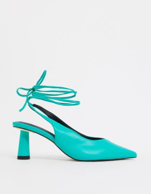 green mid heels