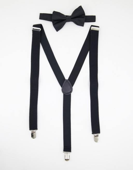 ASOS DESIGN suspender and bow tie set in black | ASOS