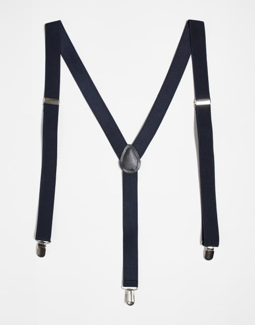 ASOS DESIGN suspenders set in navy