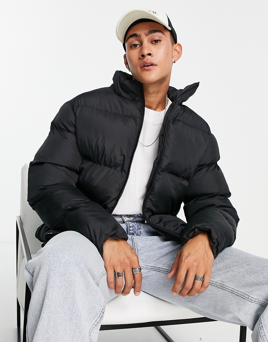 ASOS DESIGN sustainable cropped puffer jacket in black