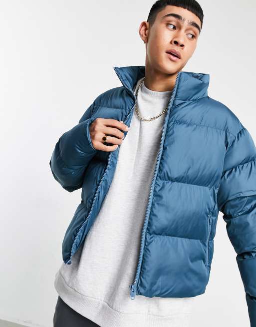 asos blue puffer jacket