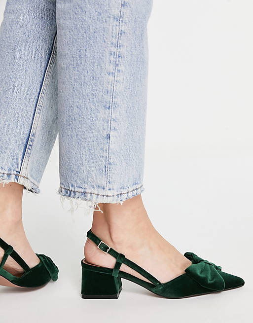 Shoes Flat Shoes/Suzy bow slingback mid heeled shoes in green 