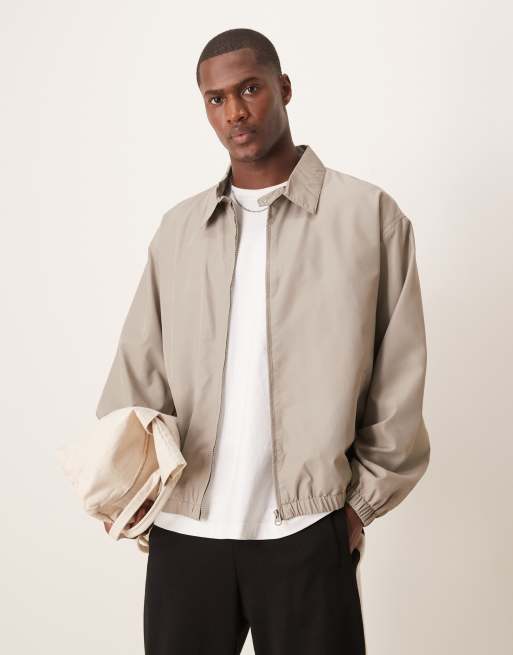 ASOS DESIGN - Svampebrun og oversized Harrington-jakke i let stof