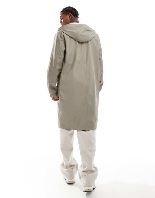 ASOS DESIGN - Svampefarvet longline-vindjakke i gummieret stof, 4 af 4
