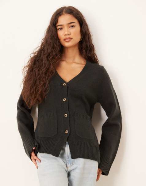 ASOS DESIGN – Svart, a-linjeformad boyfriend-kofta med ficka - view 1