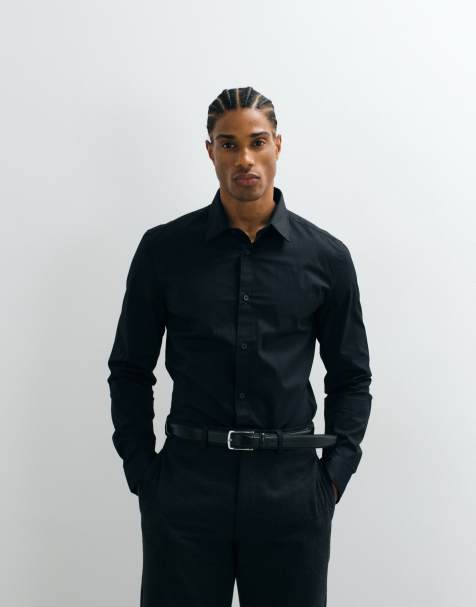 ASOS DESIGN – Svart arbetsskjorta i skinny fit med stretch - view 1