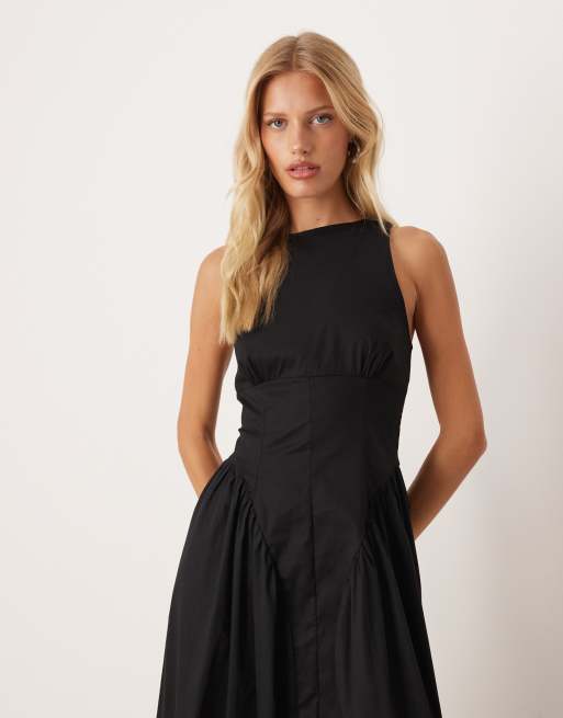 ASOS DESIGN – Svart ärmlös maxiklänning med korsettdetalj, 3 av 4