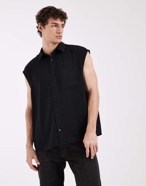 ASOS DESIGN – Svart, ärmlös skjorta i oversize - view 1