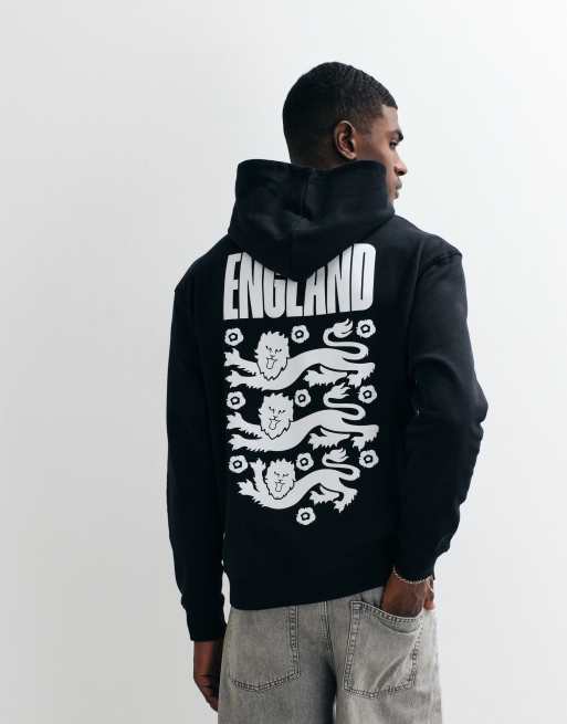 ASOS DESIGN – Svart, avslappnad huvtröja med "FA England Three Lions"-tryck, 2 av 5