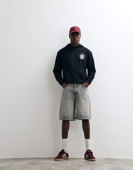 ASOS DESIGN – Svart, avslappnad huvtröja med "FA England Three Lions"-tryck, 4 av 5