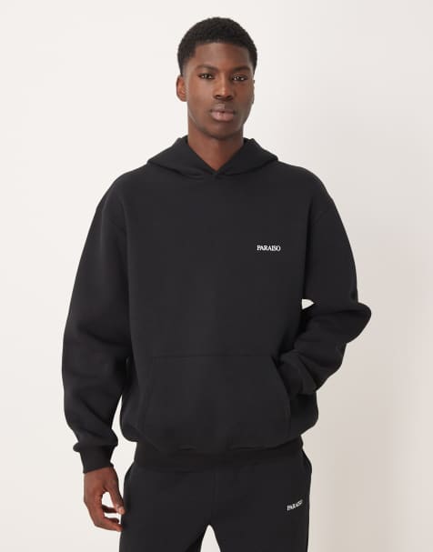 ASOS DESIGN – Svart, avslappnad huvtröja med tryck, del av set - view 1