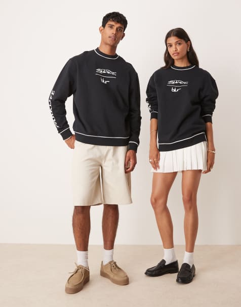 ASOS DESIGN – Svart, avslappnad sweatshirt i unisex-modell med Blur-tryck - view 1